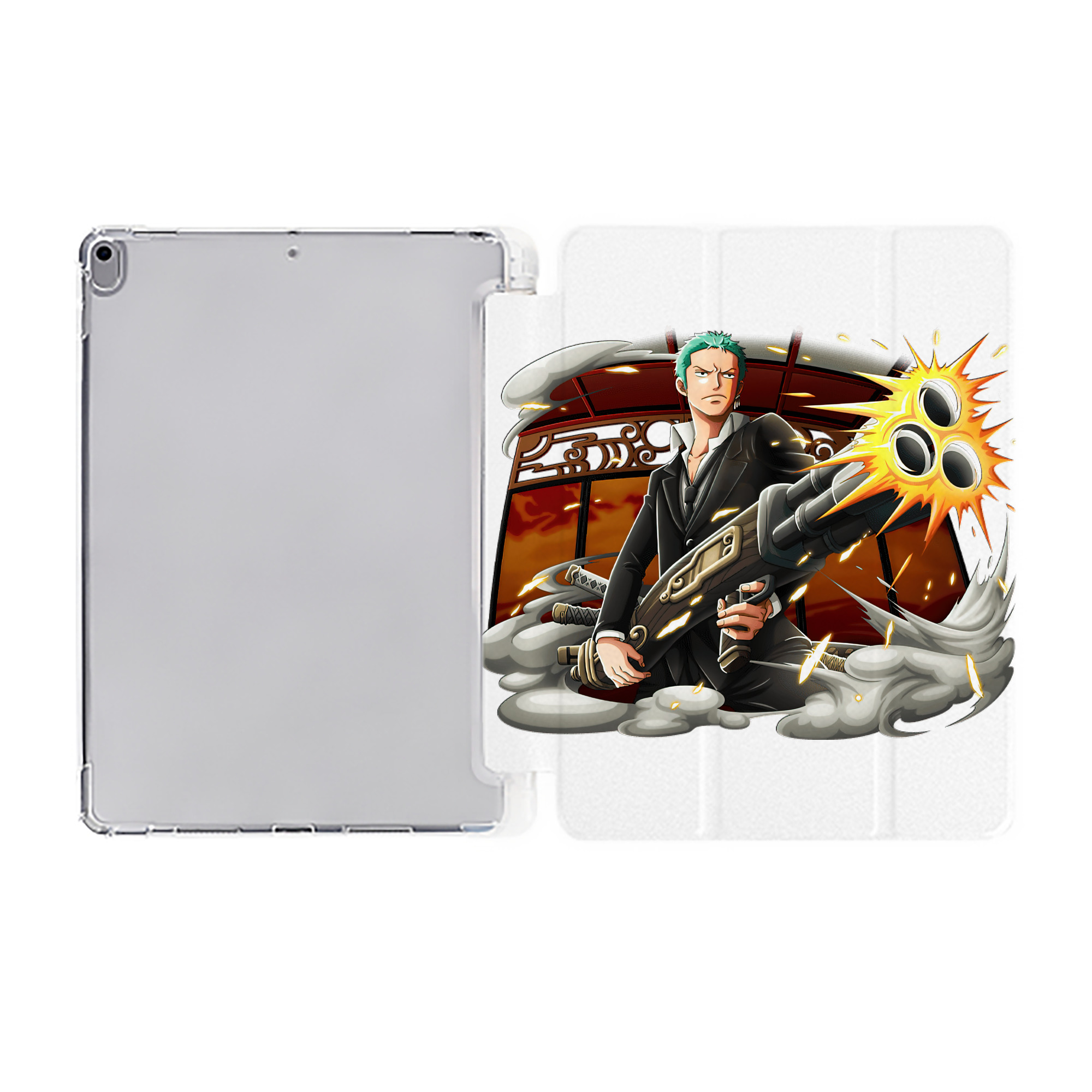 （画像用） ワンピース ロロノア・ゾロ ONE PIECE Roronoa Zoro IPad ケース ペン収納付き 三つ折りスタンド PUレザー×シリコン 対応機種9.5/10.5/10.9インチ